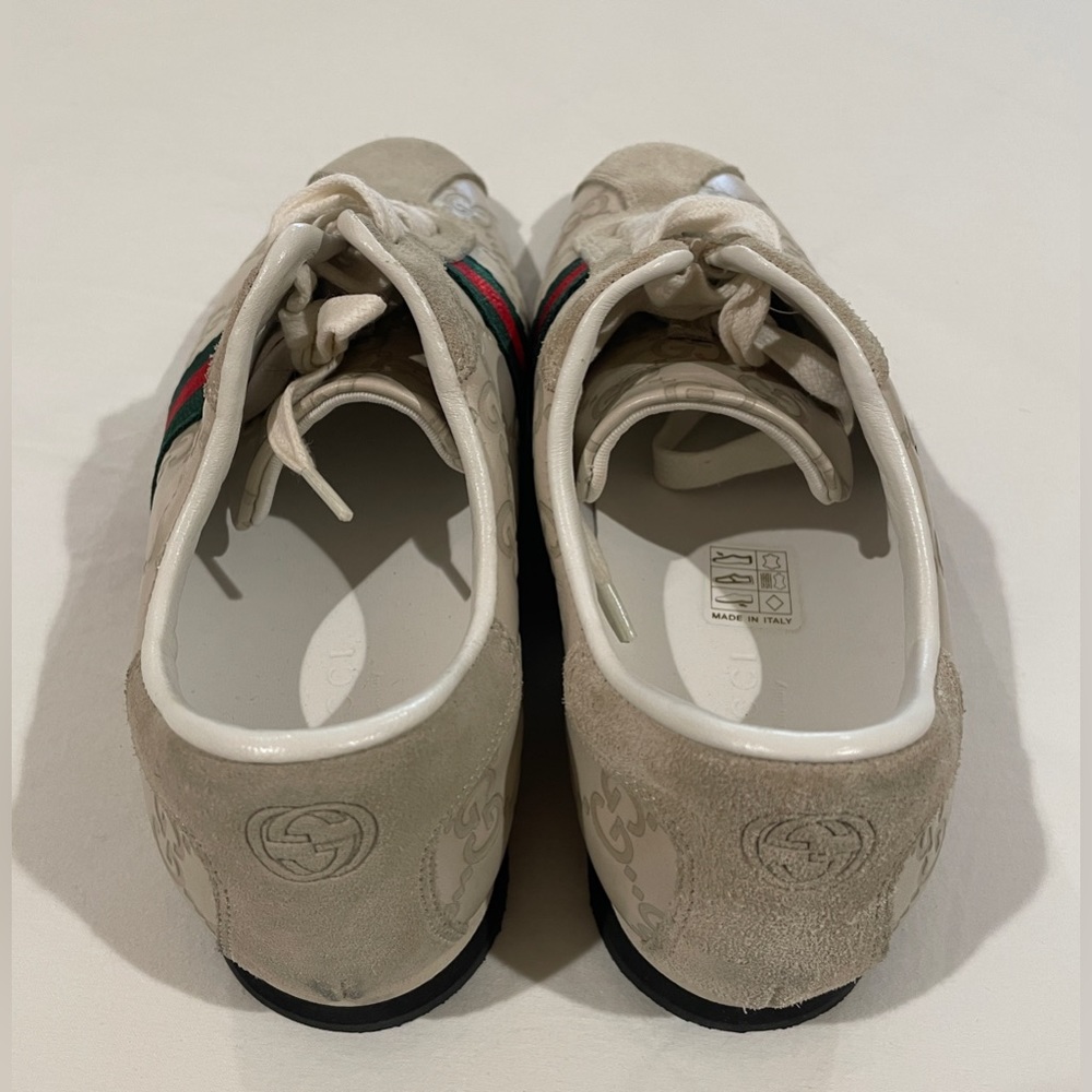 GUCCI Guccissima Leather Monogrammed GG Suede Striped Sneaker, Size 7 - Picture 6 of 10